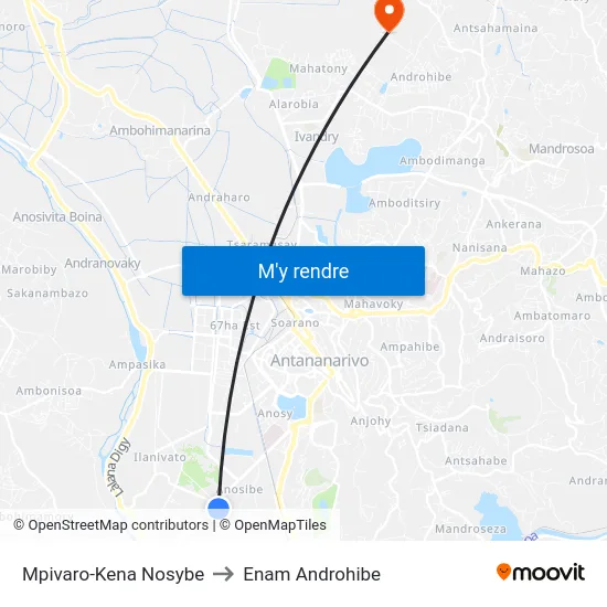 Mpivaro-Kena Nosybe to Enam Androhibe map