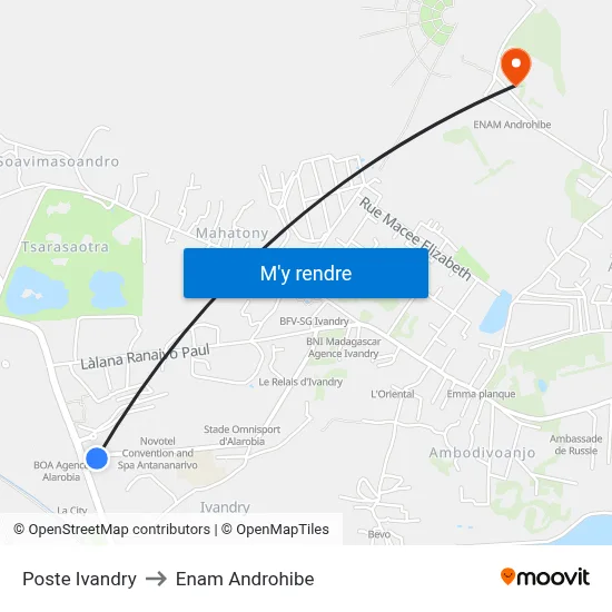 Poste Ivandry to Enam Androhibe map