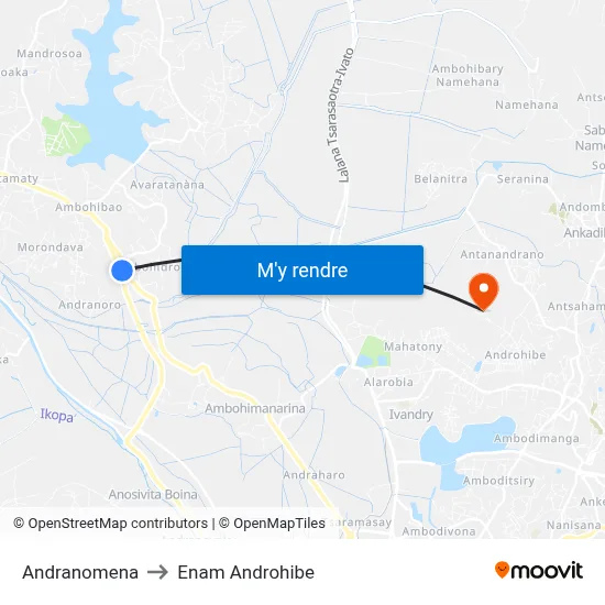Andranomena to Enam Androhibe map