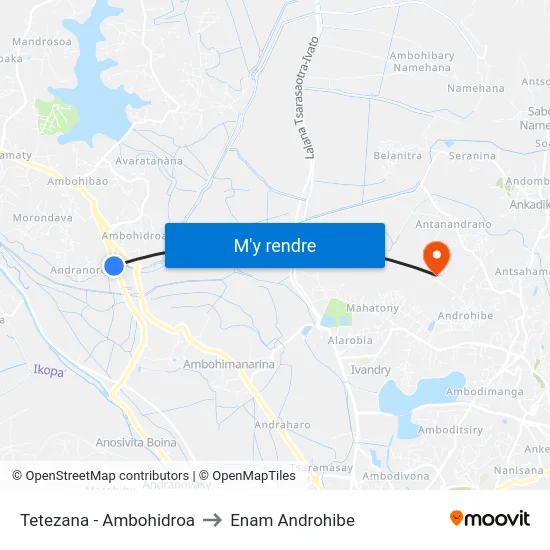 Tetezana - Ambohidroa to Enam Androhibe map