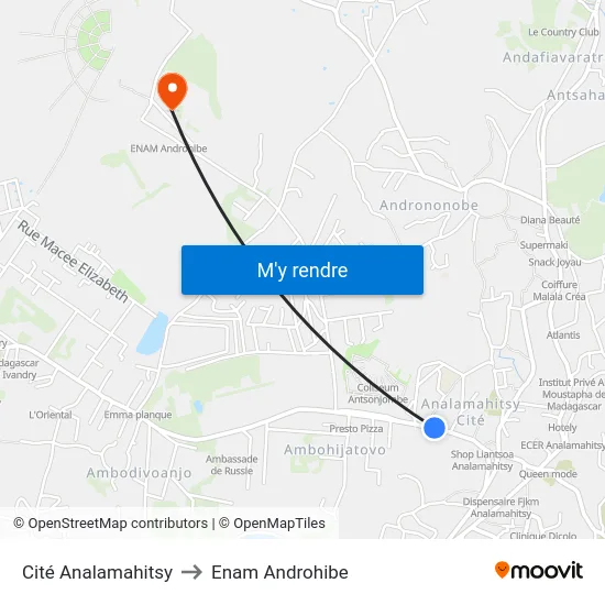 Cité Analamahitsy to Enam Androhibe map