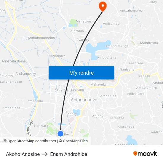 Akoho Anosibe to Enam Androhibe map