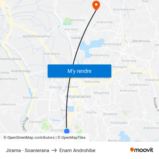 Jirama - Soanierana to Enam Androhibe map