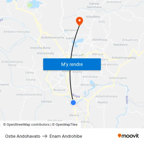 Ostie Andohavato to Enam Androhibe map