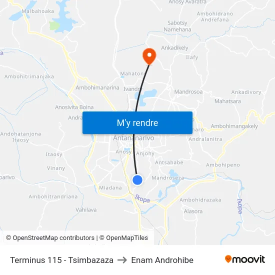 Terminus 115 - Tsimbazaza to Enam Androhibe map
