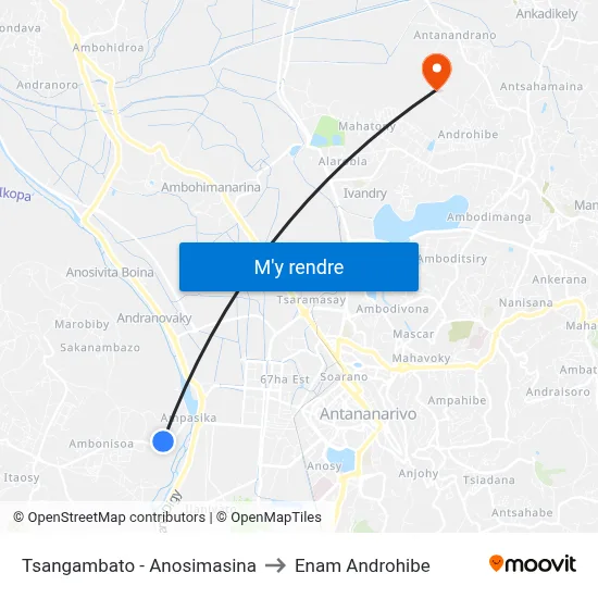 Tsangambato - Anosimasina to Enam Androhibe map