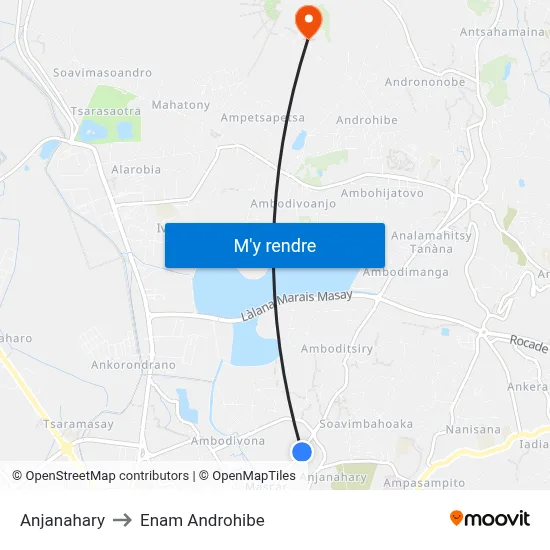 Anjanahary to Enam Androhibe map