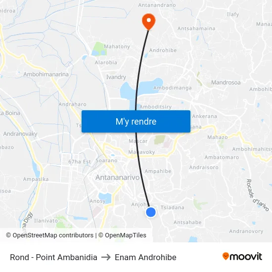 Rond - Point Ambanidia to Enam Androhibe map