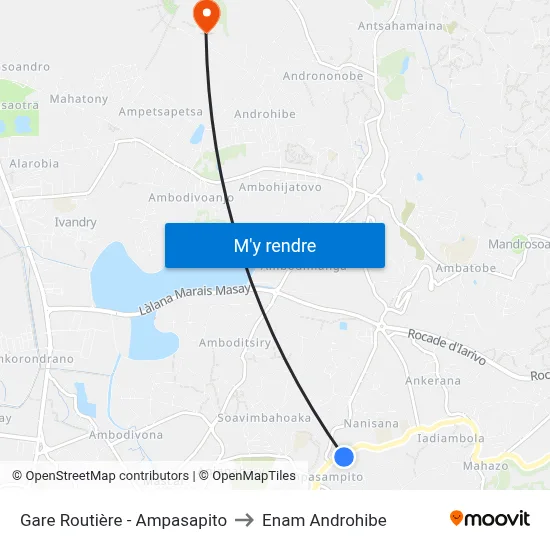 Gare Routière - Ampasapito to Enam Androhibe map