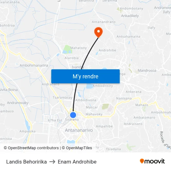 Landis Behoririka to Enam Androhibe map