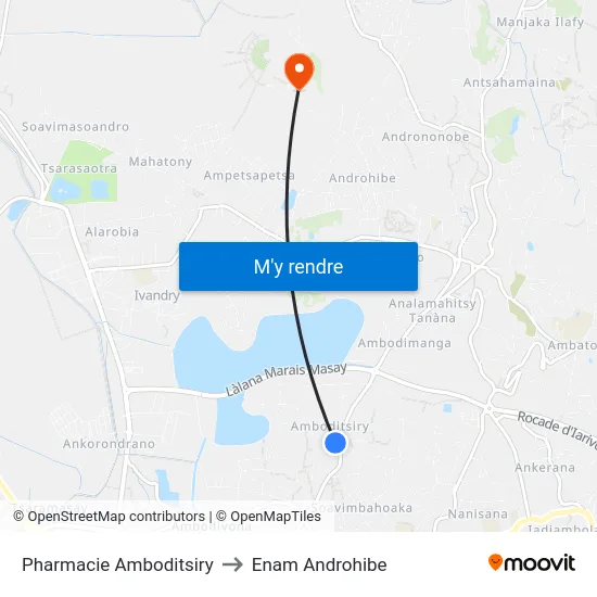 Pharmacie Amboditsiry to Enam Androhibe map
