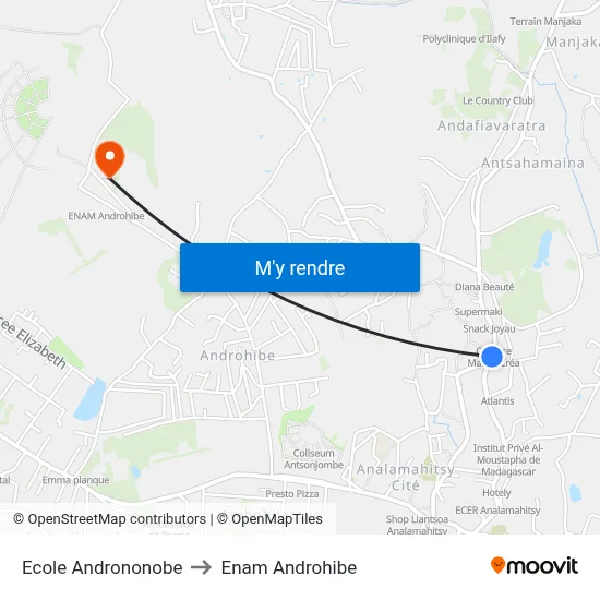 Ecole Andrononobe to Enam Androhibe map