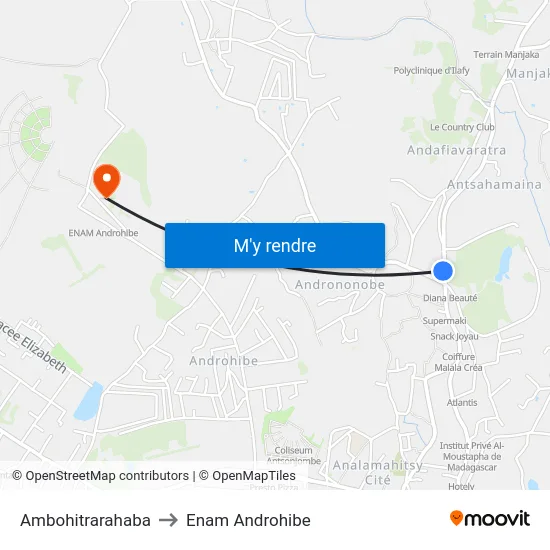 Ambohitrarahaba to Enam Androhibe map
