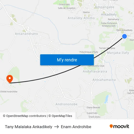 Tany Malalaka Ankadikely to Enam Androhibe map