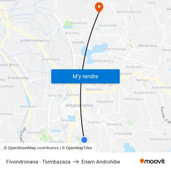Fivondronana - Tsimbazaza to Enam Androhibe map
