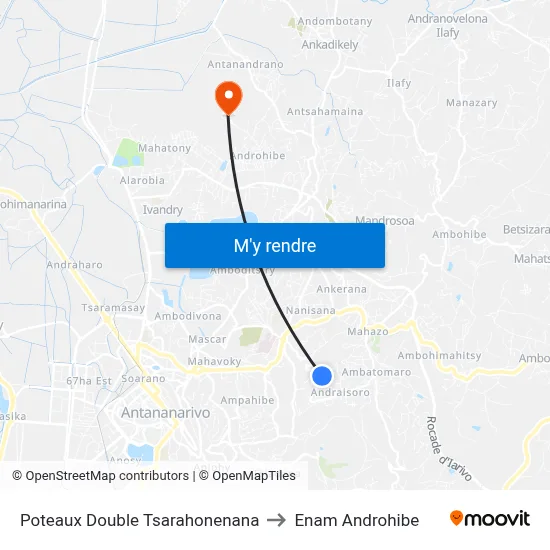 Poteaux Double Tsarahonenana to Enam Androhibe map