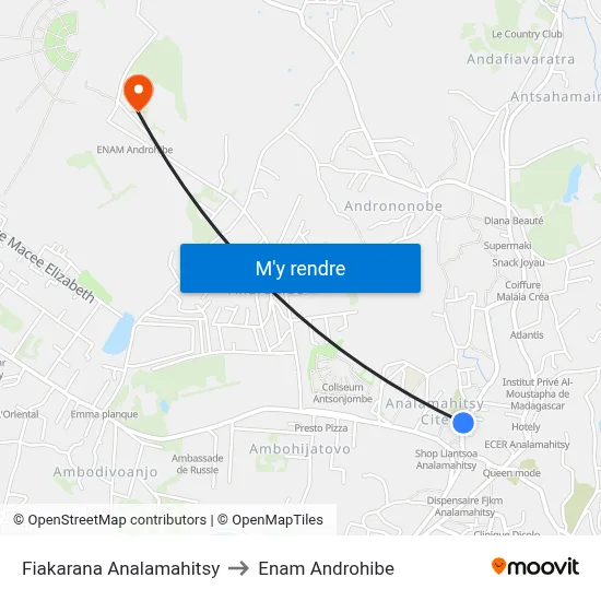 Fiakarana Analamahitsy to Enam Androhibe map