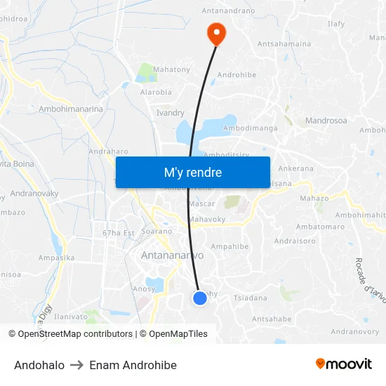 Andohalo to Enam Androhibe map