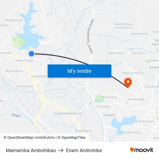 Mamamba Ambohibao to Enam Androhibe map