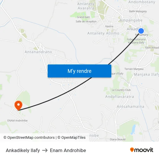 Ankadikely Ilafy to Enam Androhibe map