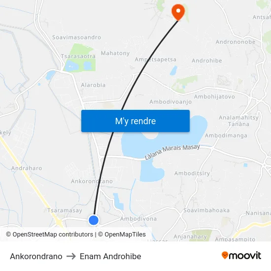 Ankorondrano to Enam Androhibe map