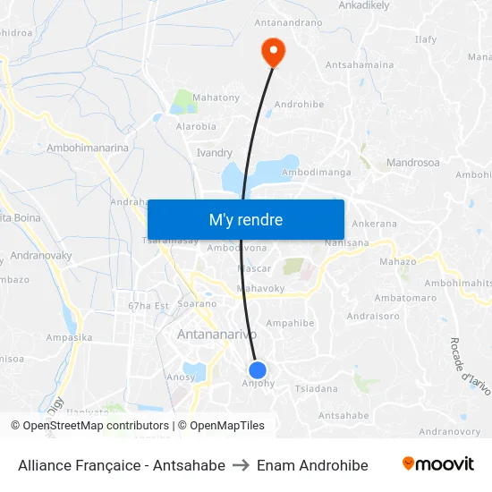 Alliance Françaice - Antsahabe to Enam Androhibe map