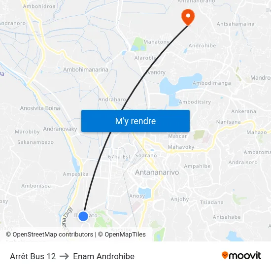 Arrêt Bus 12 to Enam Androhibe map