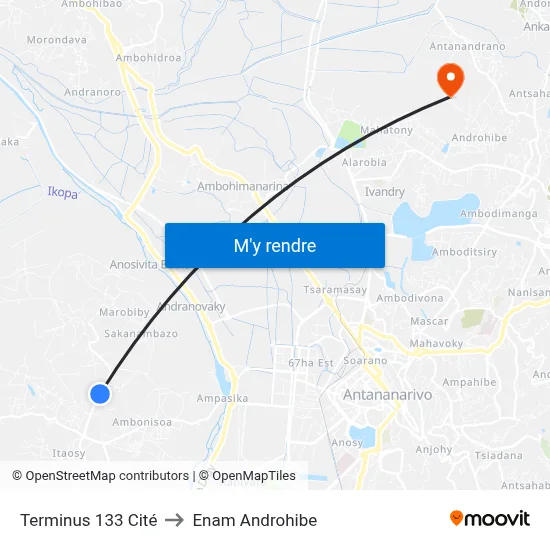 Terminus 133 Cité to Enam Androhibe map