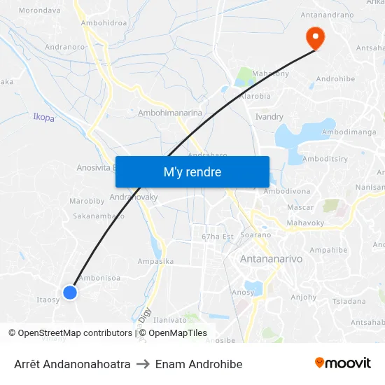 Arrêt Andanonahoatra to Enam Androhibe map