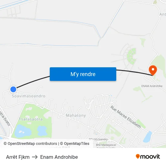 Arrêt Fjkm to Enam Androhibe map