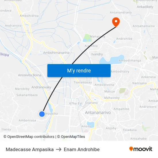 Madecasse Ampasika to Enam Androhibe map