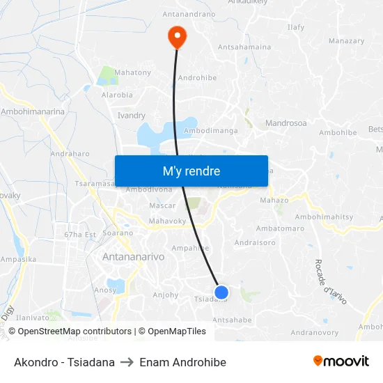 Akondro - Tsiadana to Enam Androhibe map