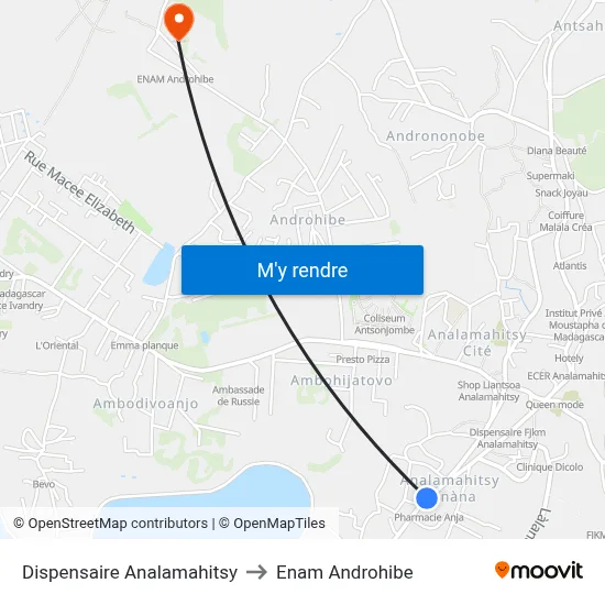 Dispensaire Analamahitsy to Enam Androhibe map