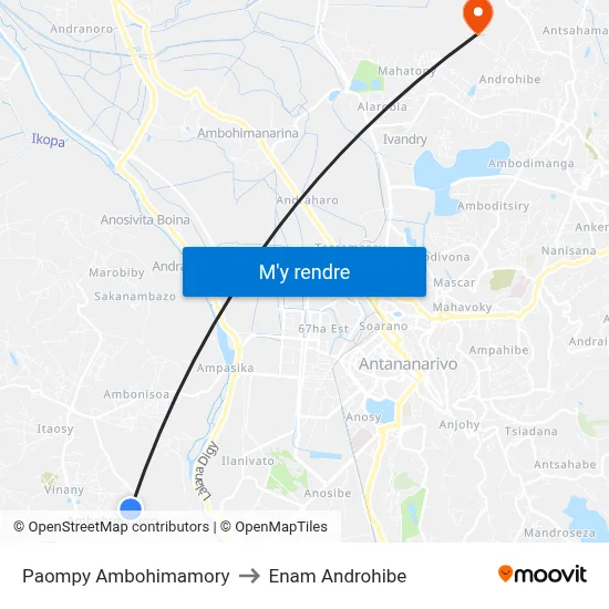 Paompy Ambohimamory to Enam Androhibe map