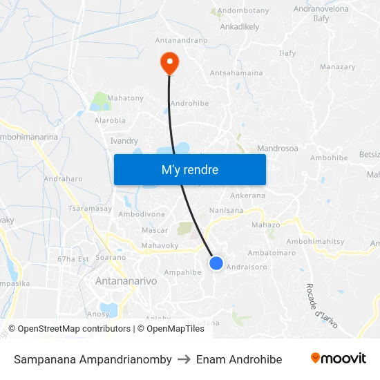 Sampanana Ampandrianomby to Enam Androhibe map