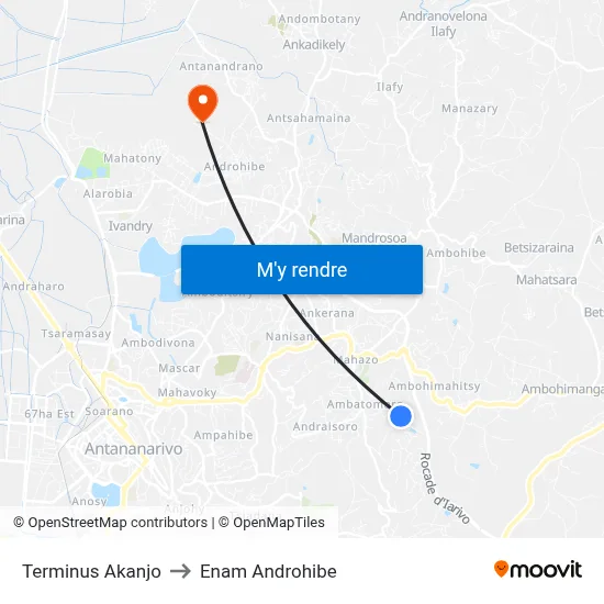 Terminus Akanjo to Enam Androhibe map