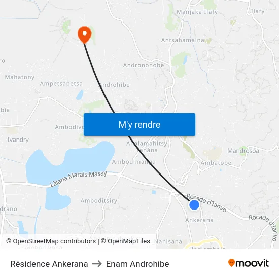 Résidence Ankerana to Enam Androhibe map