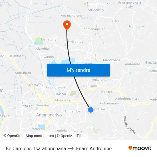 Be Camions Tsarahonenana to Enam Androhibe map