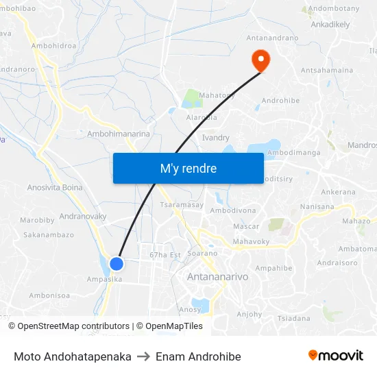 Moto Andohatapenaka to Enam Androhibe map