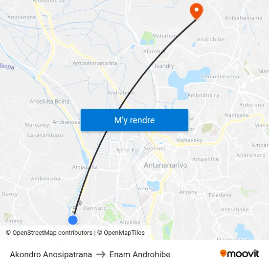 Akondro Anosipatrana to Enam Androhibe map