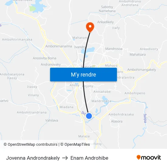 Jovenna Androndrakely to Enam Androhibe map