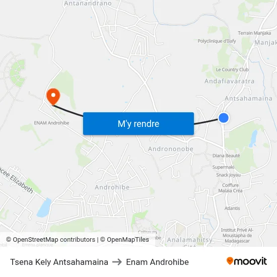 Tsena Kely Antsahamaina to Enam Androhibe map