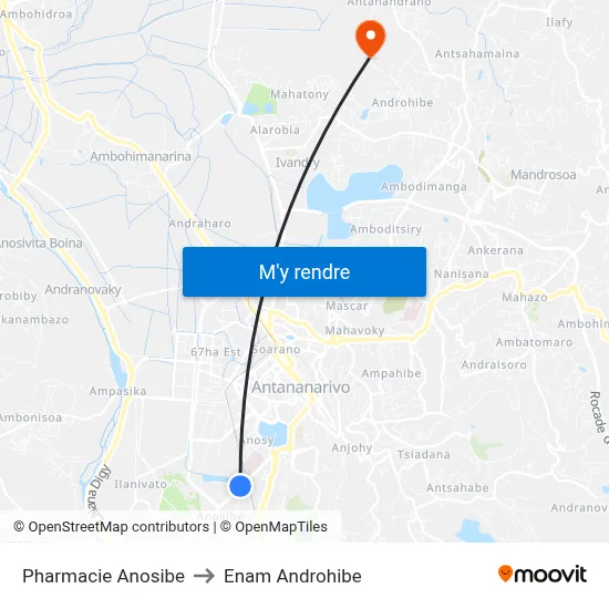 Pharmacie Anosibe to Enam Androhibe map