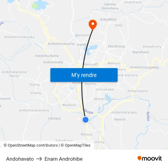 Andohavato to Enam Androhibe map