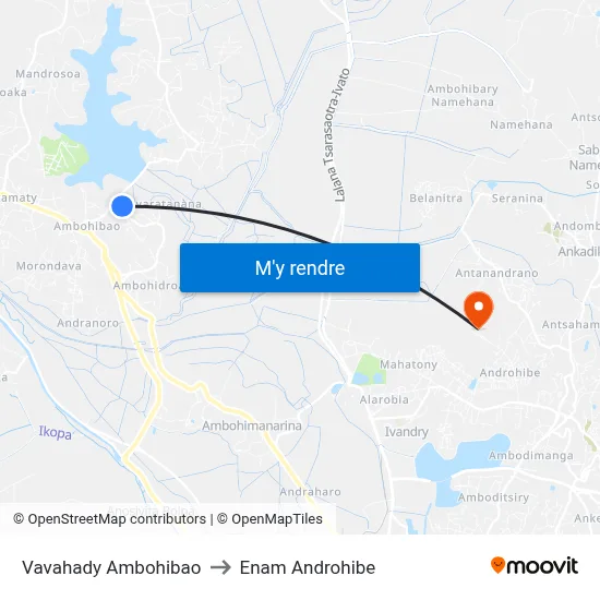 Vavahady Ambohibao to Enam Androhibe map