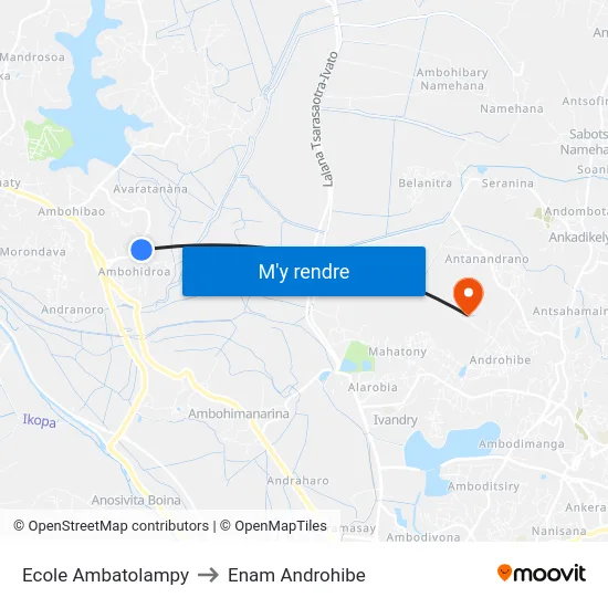Ecole Ambatolampy to Enam Androhibe map