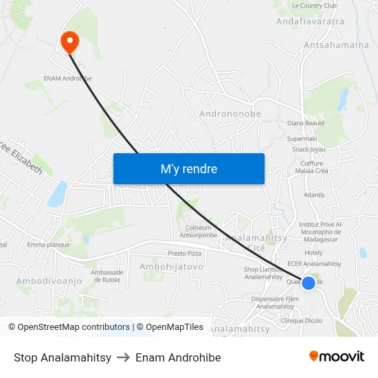 Stop Analamahitsy to Enam Androhibe map