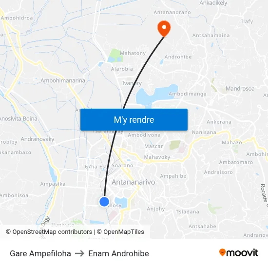 Gare Ampefiloha to Enam Androhibe map