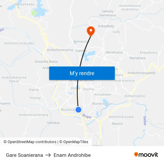 Gare Soanierana to Enam Androhibe map