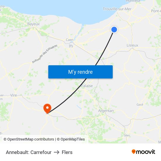 Annebault: Carrefour to Flers map